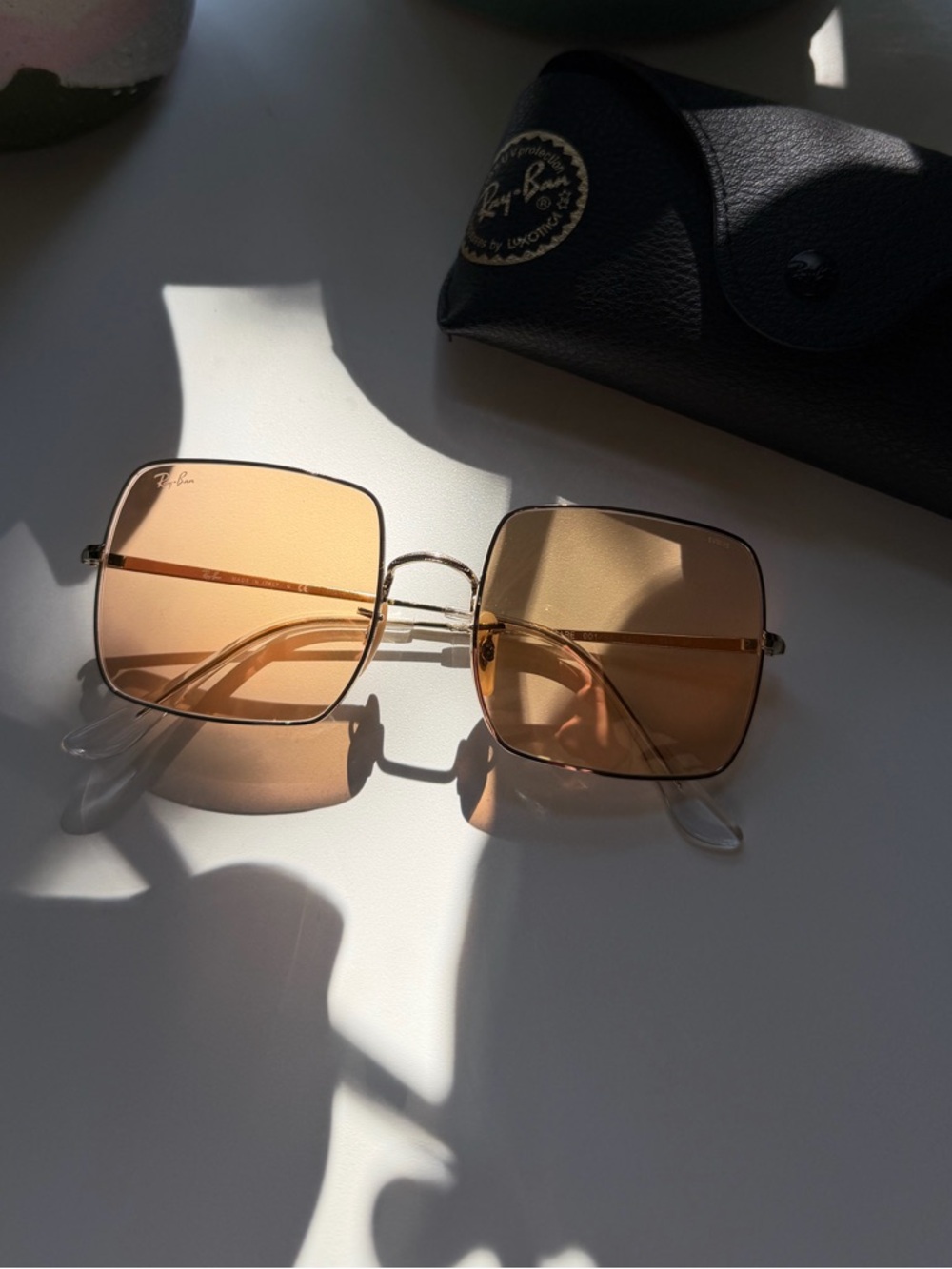 NEW Ray-Ban Square Metal Sunglasses in Amber/Bronze